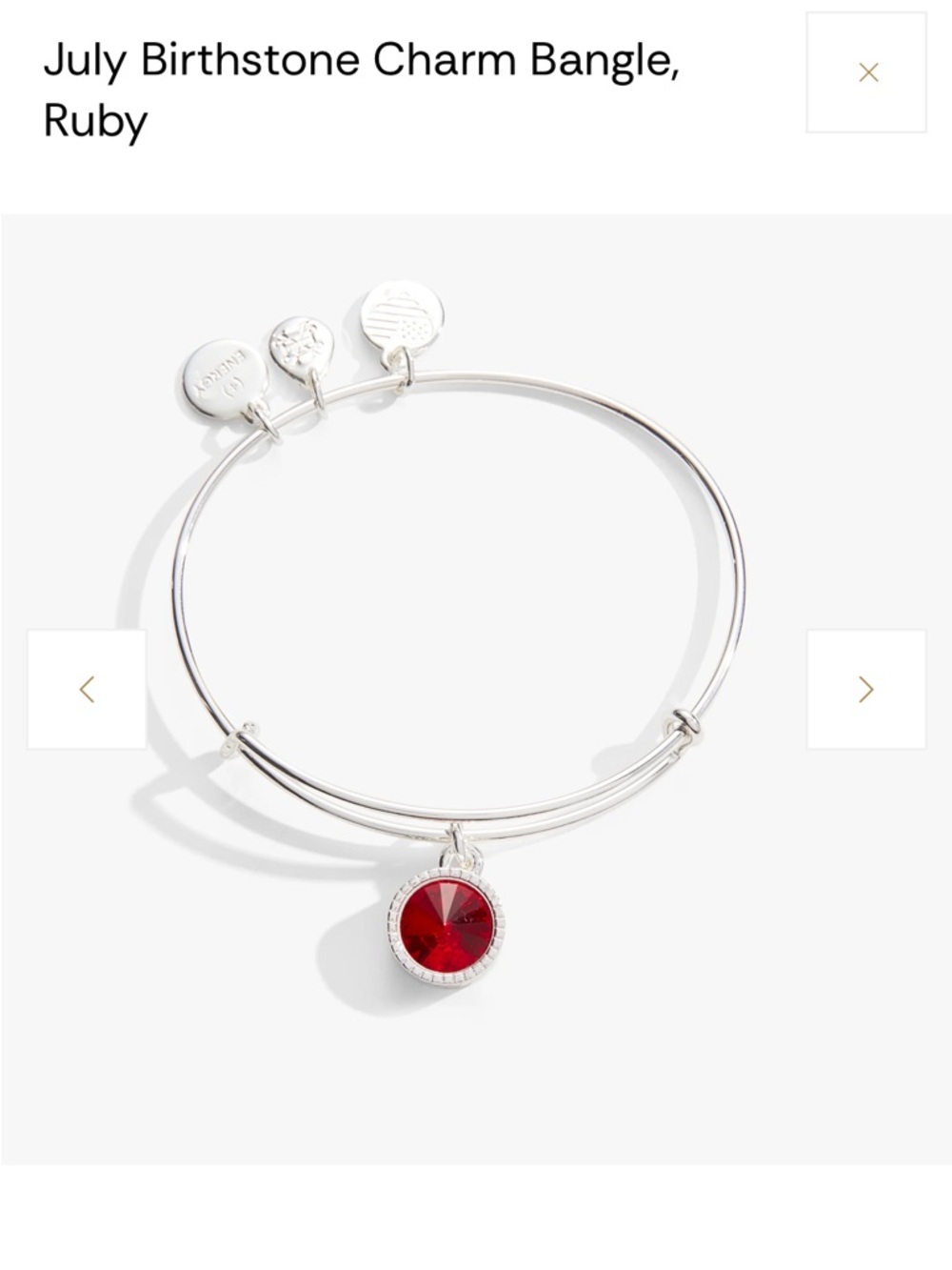 Alex and Ani July Birthstone Bangle Bracelet Ruby Swarovski Crystal Silver NWOT